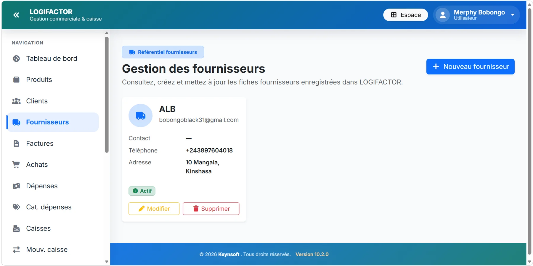 Fournisseurs LogiFactor