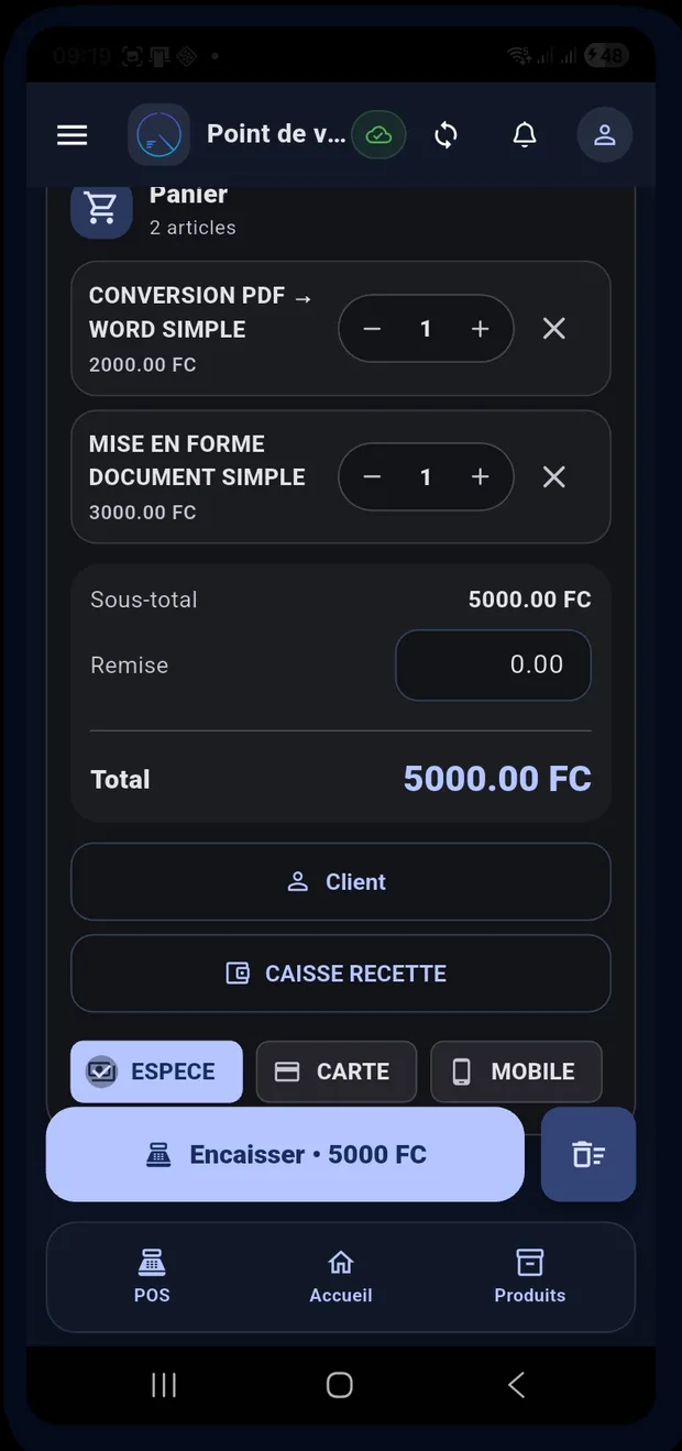 Logilite — encaissement