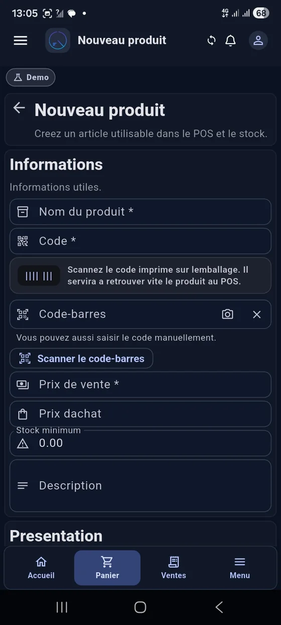 Formulaire produit
