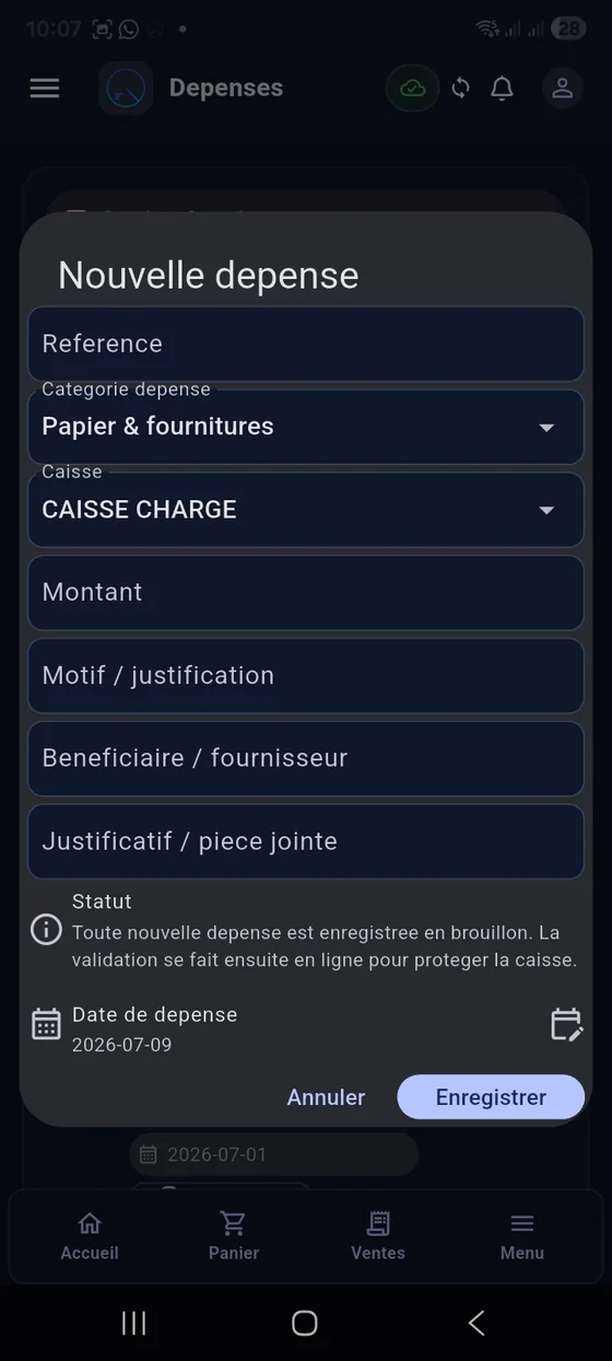 Paramètres et contrôle