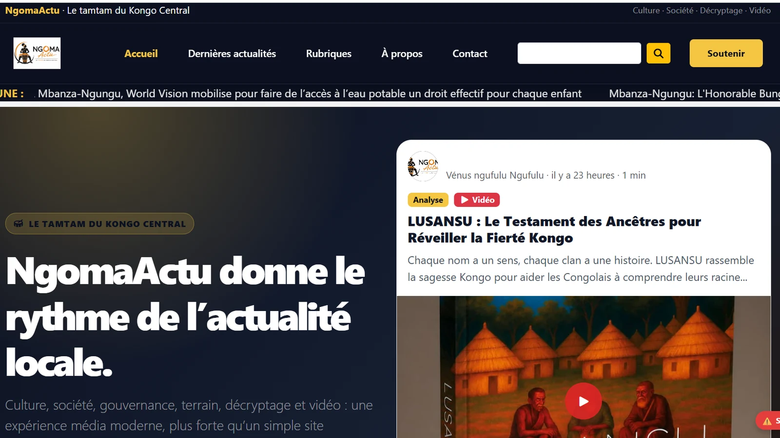 Aperçu du média NgomaActu réalisé par Keynsoft